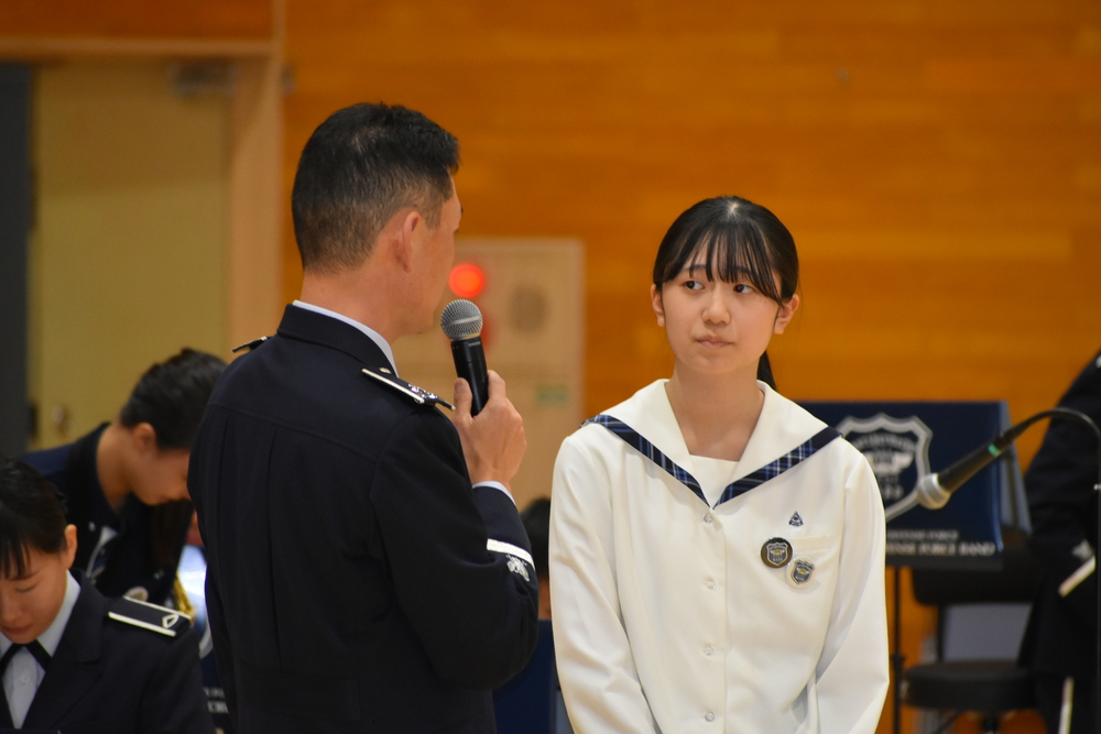 写真:吹奏楽部部長へのインタビュー
